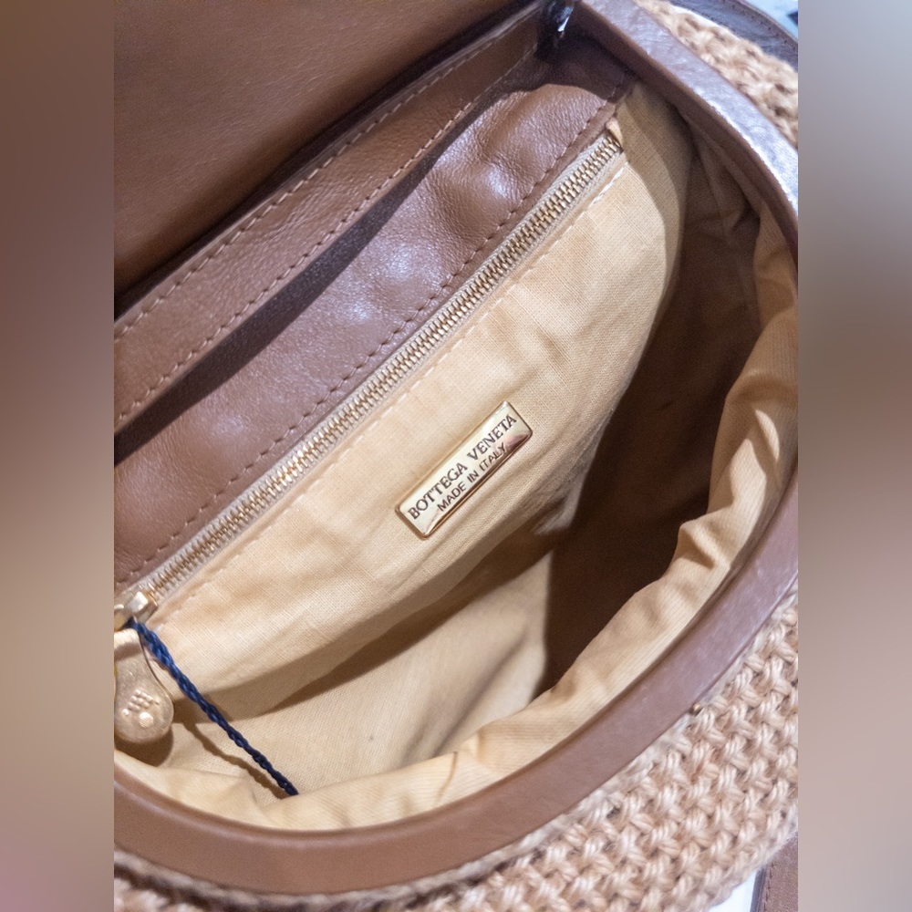 Vintage Bottega Raffia Marco Polo Crossbody Bag Gem